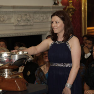 Angela Dineed being presented with a quaich