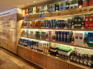 Whisky bottles within the Scotch Whisky Experience Shop