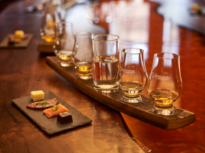 Whisky and canapes in the Stillhouse Suite