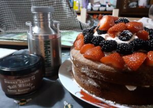 Victoria sponge with berries and Magnum cream liqueur