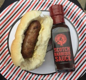 Hot dog and Scotch Barbecue Sauce