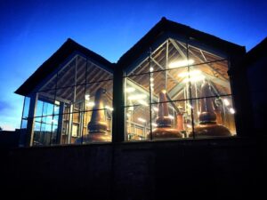 Lindores Abbey Distillery at night