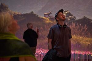 Origins immersive tour area - a man looks at a Highland Glen