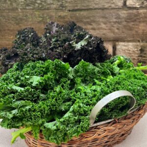 Basket of green leafy vegetables