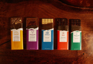 Whisky regional chocolate bars with different coloured wrappers