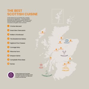 A map of Scotland showing our food suppliers by whisky region