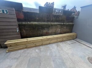 Pile of timber in SWE playground