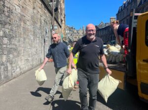 Stuart from our maintenance team getting our urban planters ready