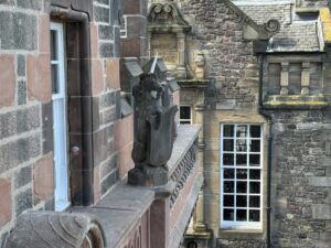 Image of stone unicorn and windows