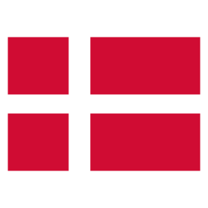 Danish Flag featuring a red rectagle and a left postioned white cross.